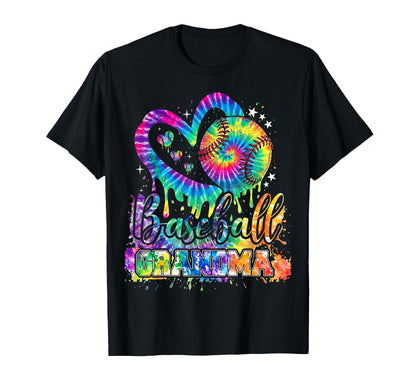 Baseball Grandma Tie Dye Heart Nana T-Shirt - Novelty Apparel Men Women - T-Shirt, Sweatshirt, Hoodie