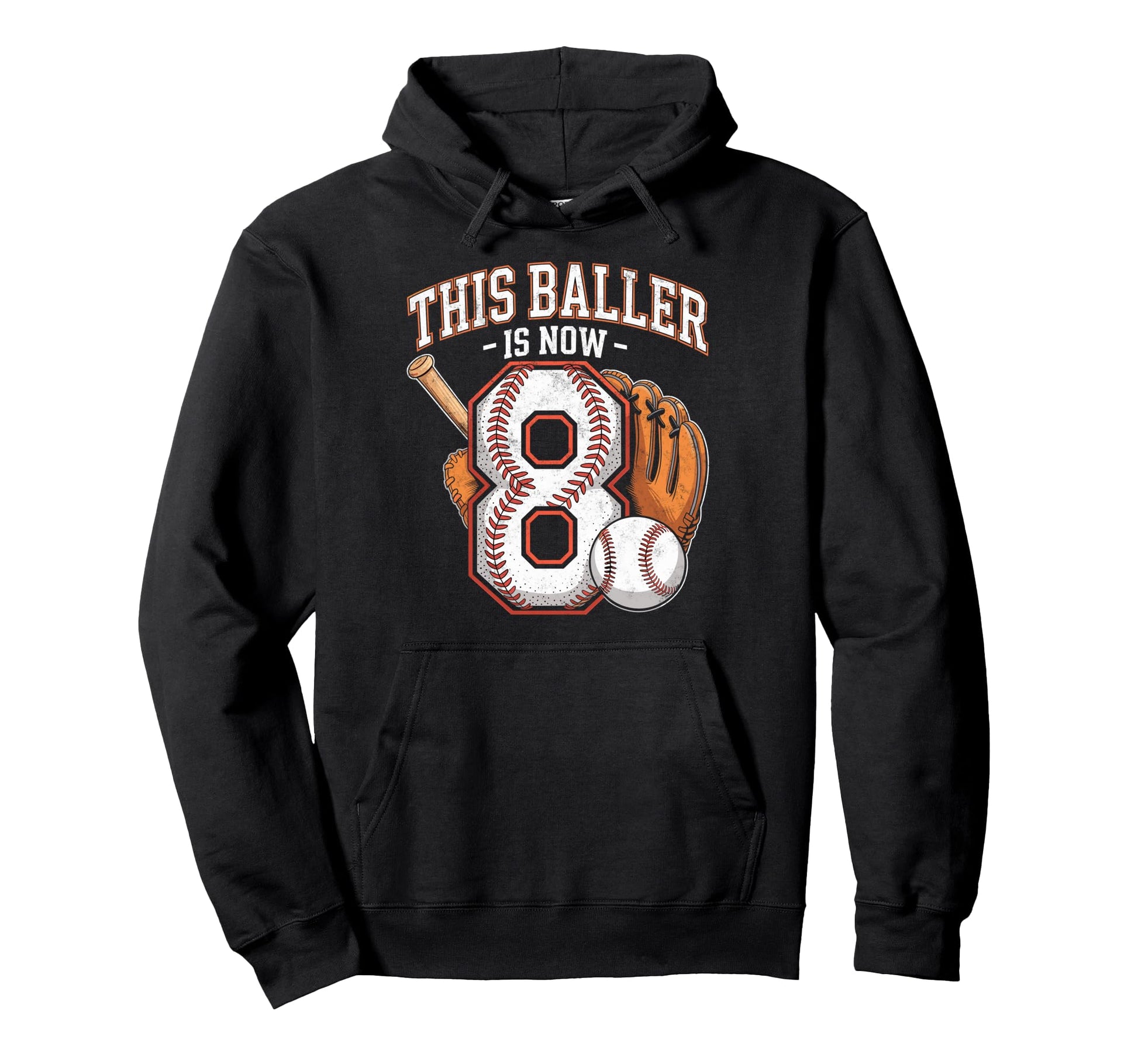 This Baller Is Now 8 Year Baseball Hoodie - Fun Novelty Design Unisex - T-Shirt, Sweatshirt, Hoodie