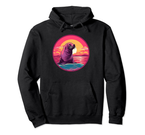 Vaporwave Seal I Aesthetic Seal Hoodie - Novelty Apparel Unisex - T-Shirt, Sweatshirt, Hoodie