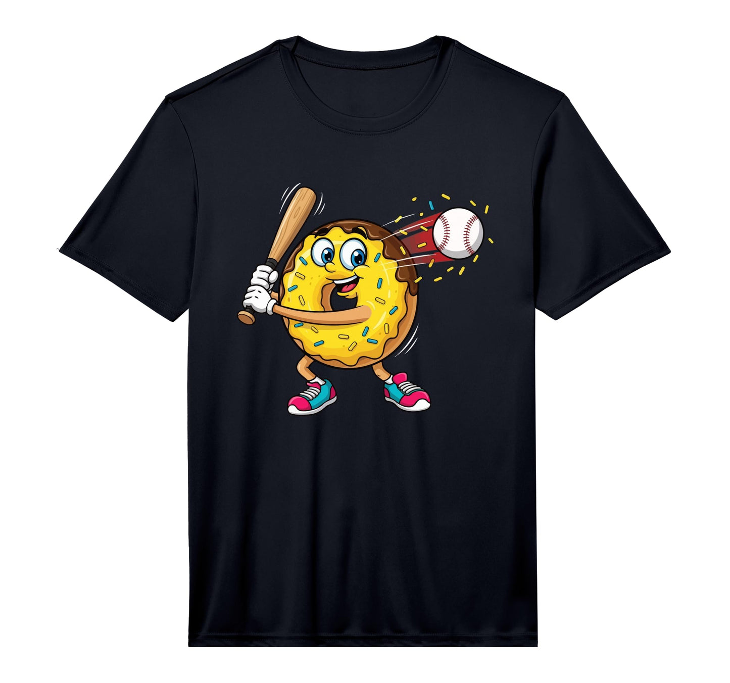 Donut Playing Baseball Food Baseball T-Shirt - Custom Art Print for Adults - T-Shirt, Sweatshirt, Hoodie