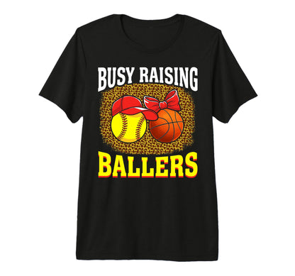 Busy Raising Ballers Softball T-Shirt - Minimalist Print for Adults - T-Shirt, Sweatshirt, Hoodie