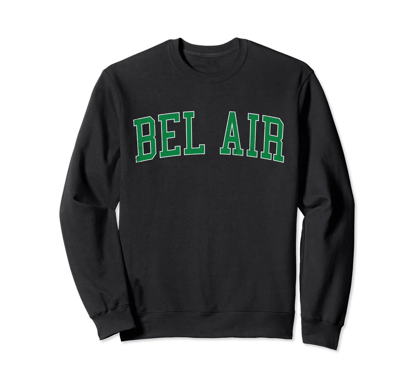 Bel Air Md Distressed Green Varsity Sweatshirt - Trendy Graphic Unisex - T-Shirt, Sweatshirt, Hoodie
