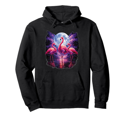 Three Flamingos Moon Florida Sarcastic Hoodie - Graphic Print Men Women - T-Shirt, Sweatshirt, Hoodie