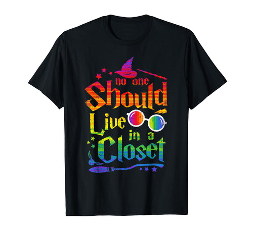 No One Should Live Closet Rainbow Lgbt T-Shirt - Graphic Print for Adults - T-Shirt, Sweatshirt, Hoodie