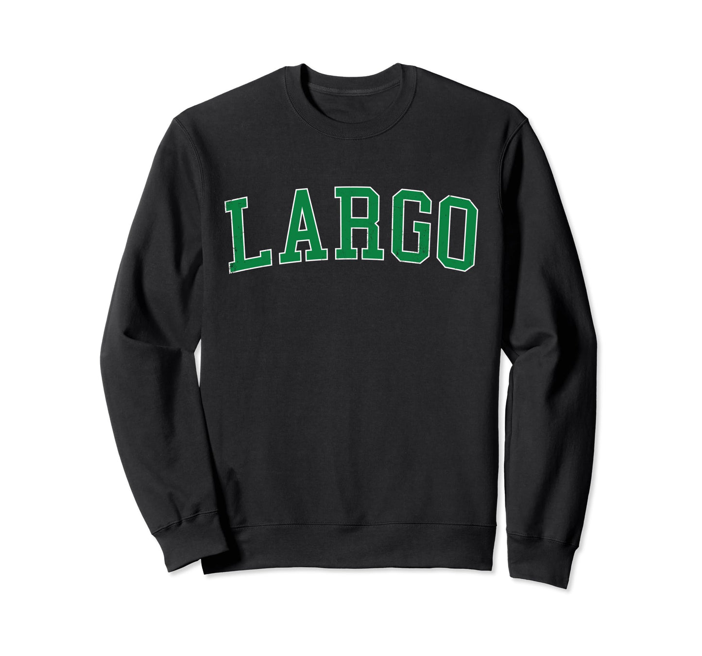 Largo Md Distressed Green Varsity Sweatshirt - Minimalist Print Men Women - T-Shirt, Sweatshirt, Hoodie