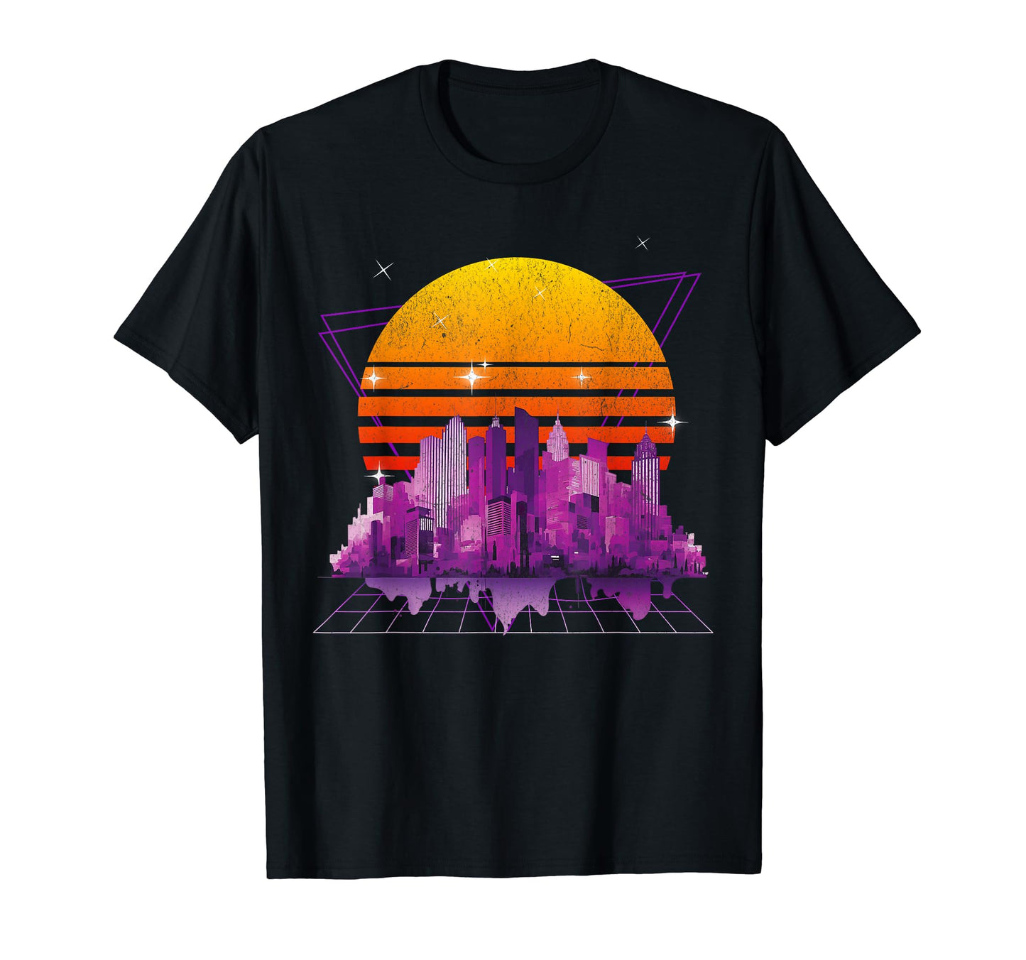 Synthwave Vaporwave Sunset City Aesthetic T-Shirt - Minimalist Print Unisex - T-Shirt, Sweatshirt, Hoodie