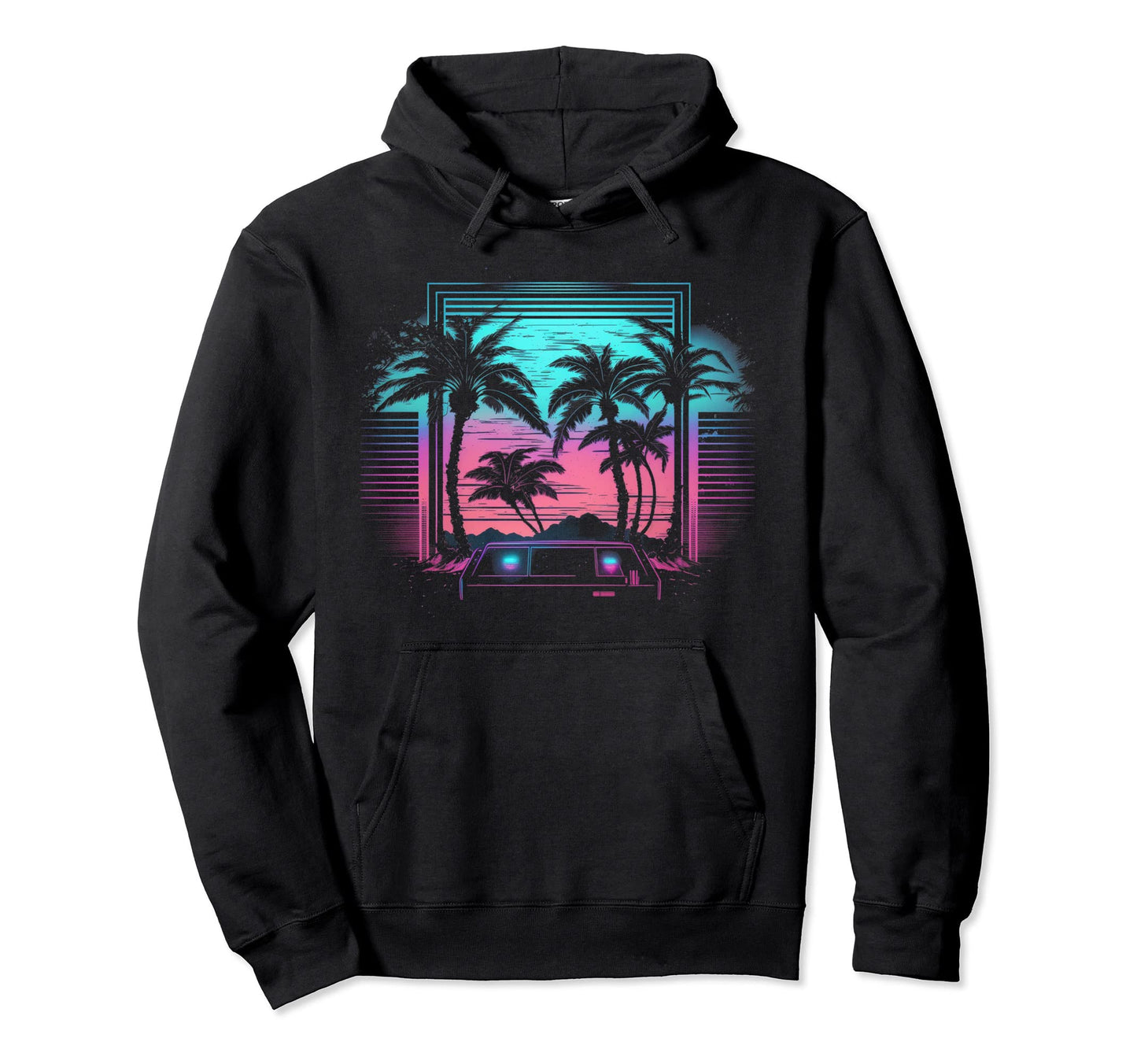 Palm Tree Vaporwave Retrowave Aesthetic Hoodie - Trendy Graphic for Adults - T-Shirt, Sweatshirt, Hoodie