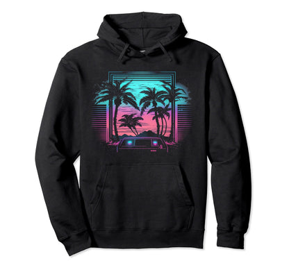 Palm Tree Vaporwave Retrowave Aesthetic Hoodie - Trendy Graphic for Adults - T-Shirt, Sweatshirt, Hoodie