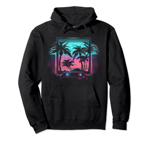 Palm Tree Vaporwave Retrowave Aesthetic Hoodie - Trendy Graphic for Adults - T-Shirt, Sweatshirt, Hoodie