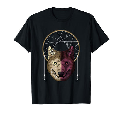 Wolf Dream Catcher Boho Native T-Shirt - Novelty Apparel for Adults - T-Shirt, Sweatshirt, Hoodie