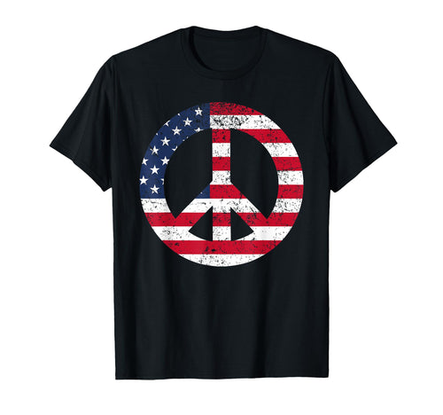 Peace Sign Patriotic Usa Flag Peace T-Shirt - Novelty Apparel for Adults - T-Shirt, Sweatshirt, Hoodie