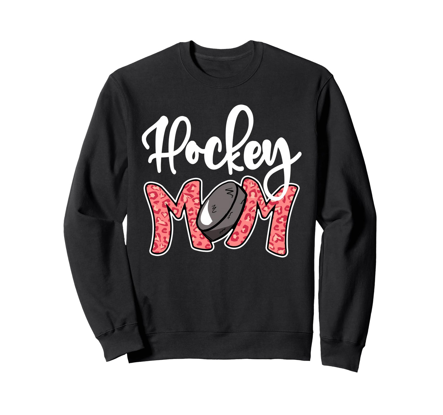 Hockey Mom Leopard Ice Hockey Sweatshirt - Casual Everyday Wear Men Women - T-Shirt, Sweatshirt, Hoodie