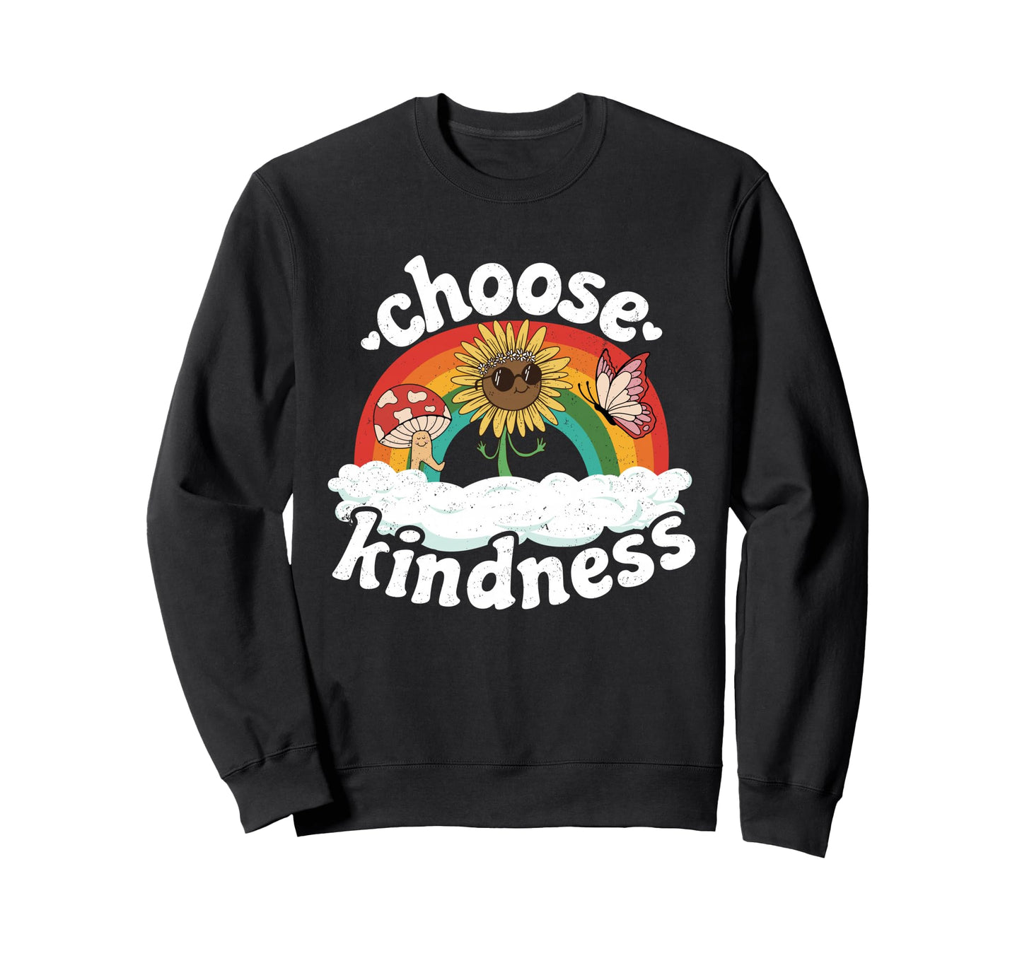 Positive Sunflower Rainbow Peace Sweatshirt - Minimalist Print for Adults - T-Shirt, Sweatshirt, Hoodie