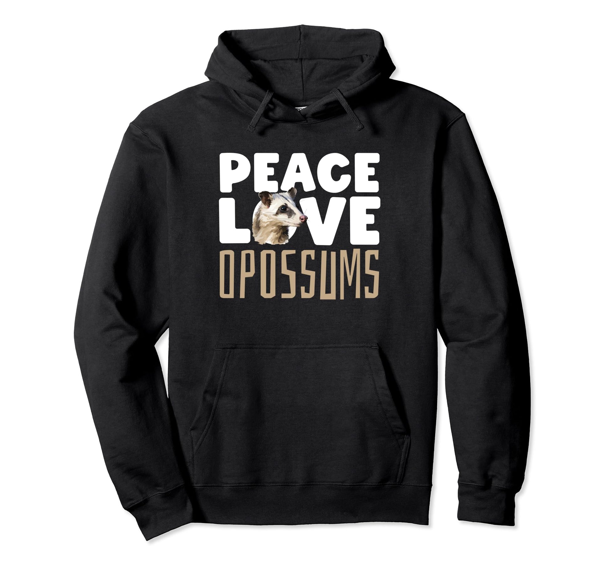 Opossum Opossum Lover Peace Love Hoodie - Novelty Apparel for Adults - T-Shirt, Sweatshirt, Hoodie