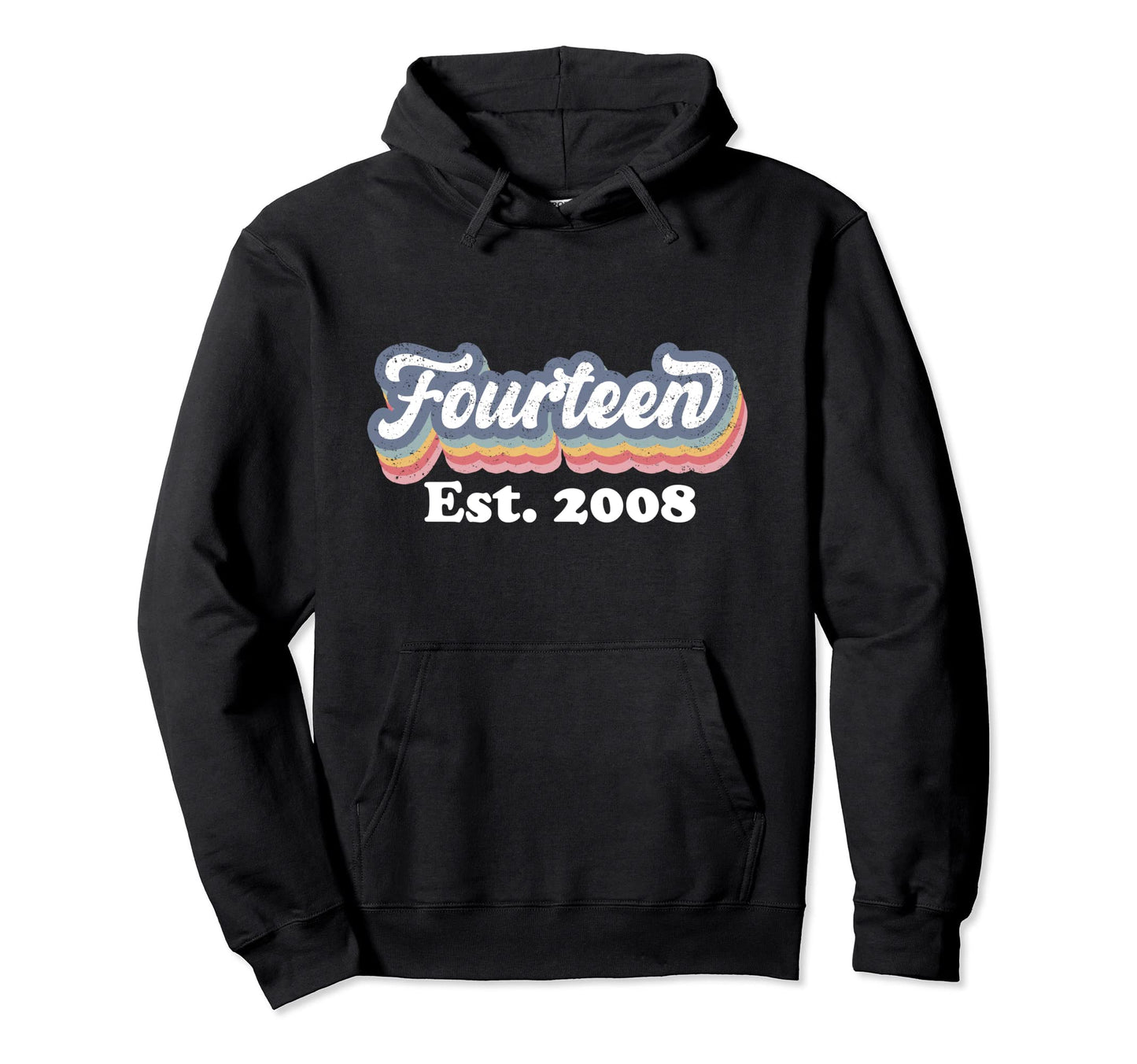 14Th Birthday Rainbow Est 2008 Teen Hoodie - Graphic Print for Adults - T-Shirt, Sweatshirt, Hoodie