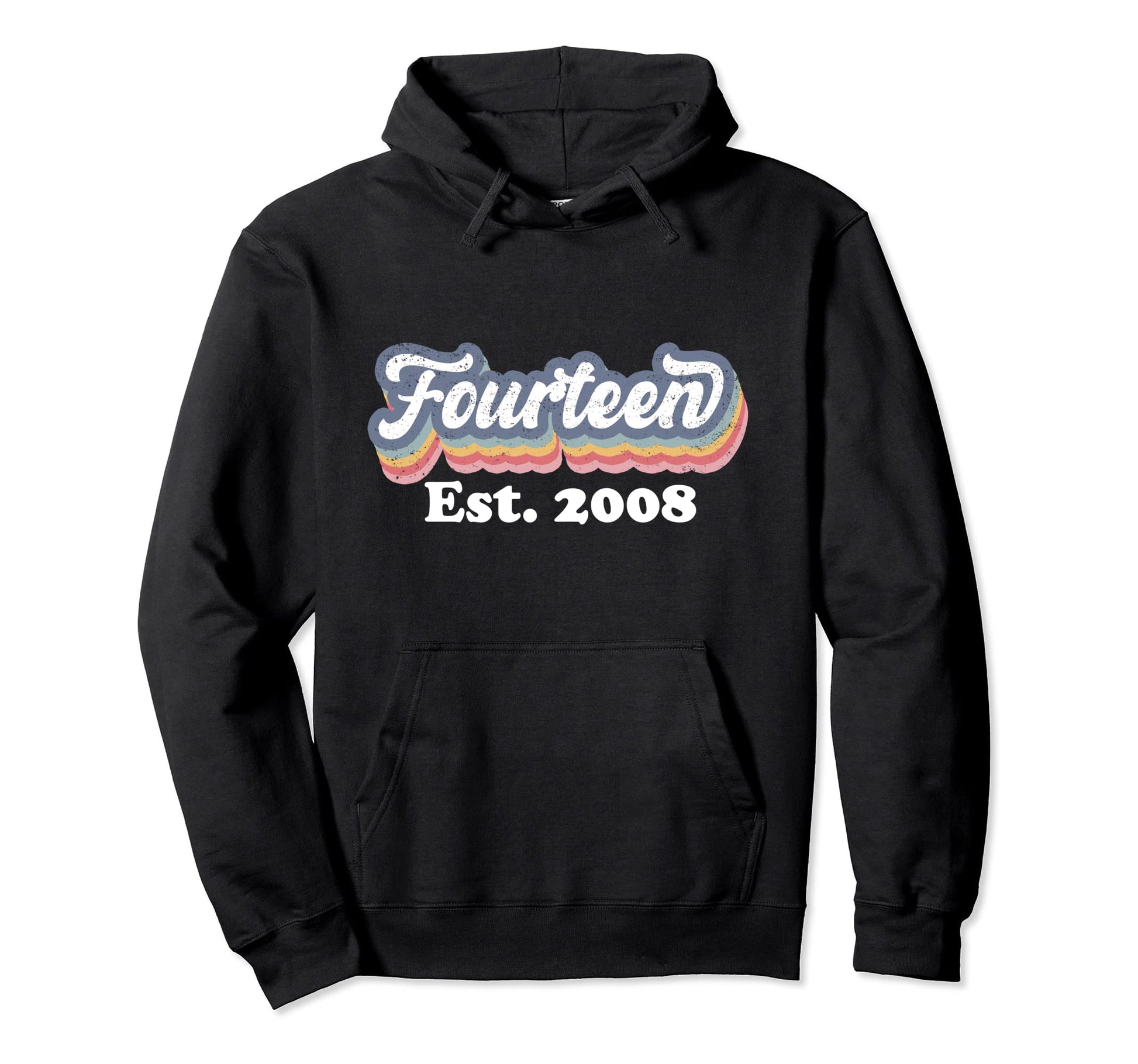 14Th Birthday Rainbow Est 2008 Teen Hoodie - Graphic Print for Adults - T-Shirt, Sweatshirt, Hoodie