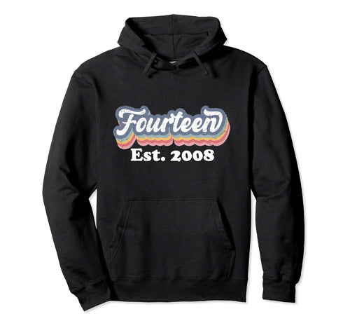 14Th Birthday Rainbow Est 2008 Teen Hoodie - Graphic Print for Adults - T-Shirt, Sweatshirt, Hoodie
