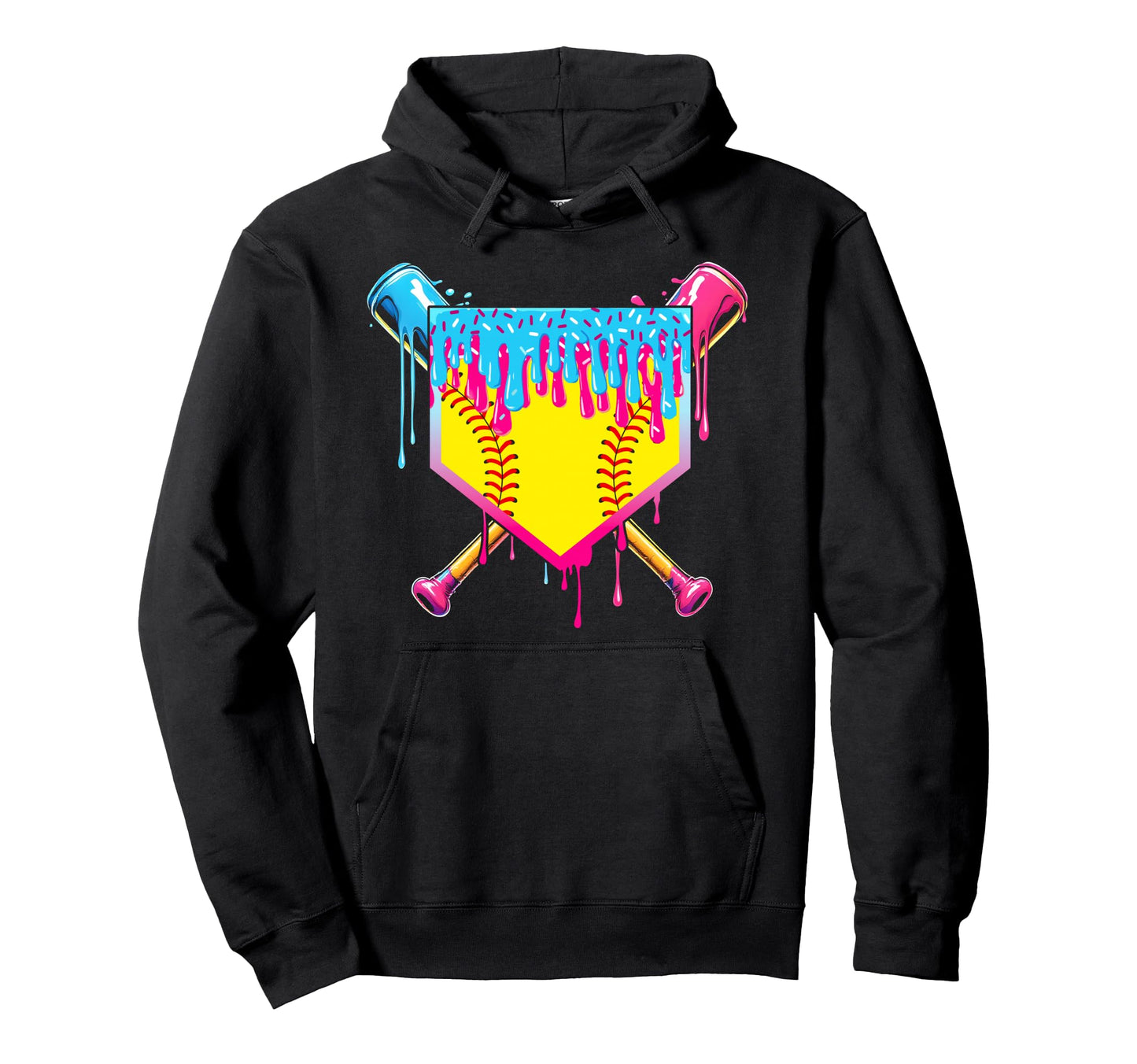 Softball Drip Mom Ice Cream Drip Game Day Hoodie - Novelty Apparel Unisex - T-Shirt, Sweatshirt, Hoodie