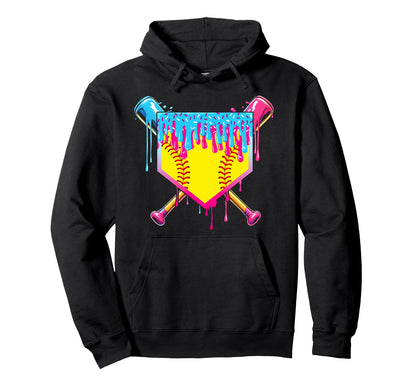 Softball Drip Mom Ice Cream Drip Game Day Hoodie - Novelty Apparel Unisex - T-Shirt, Sweatshirt, Hoodie