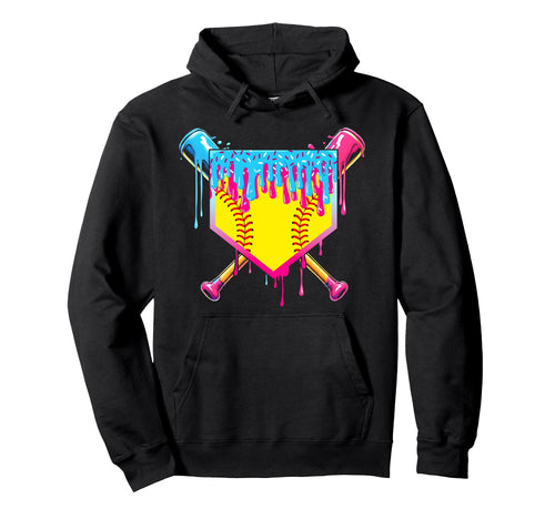 Softball Drip Mom Ice Cream Drip Game Day Hoodie - Novelty Apparel Unisex - T-Shirt, Sweatshirt, Hoodie