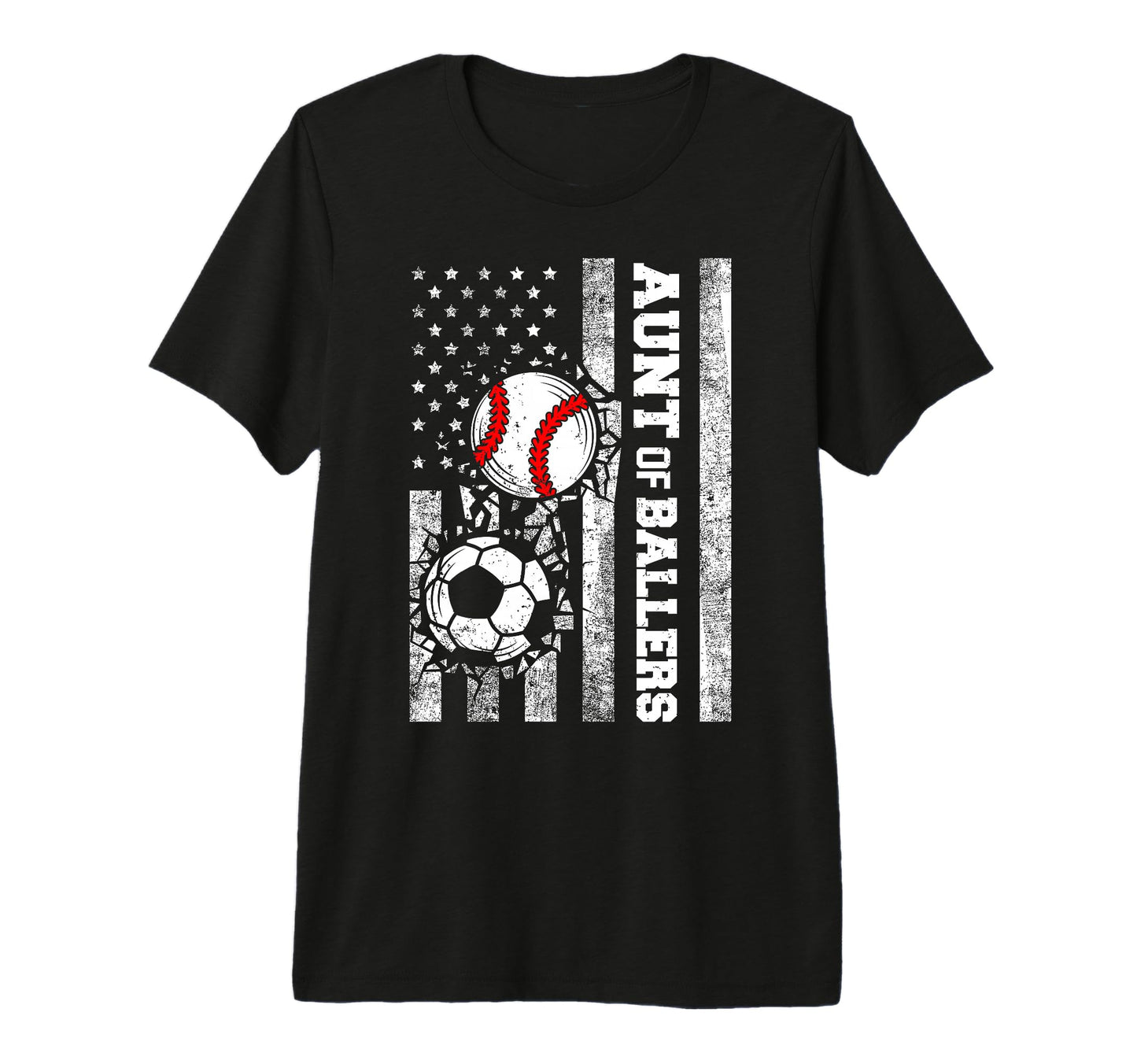 Aunt Ballers Funny Usa Flag Soccer T-Shirt - Novelty Apparel for Adults - T-Shirt, Sweatshirt, Hoodie