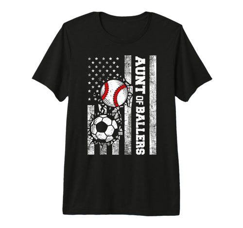 Aunt Ballers Funny Usa Flag Soccer T-Shirt - Novelty Apparel for Adults - T-Shirt, Sweatshirt, Hoodie