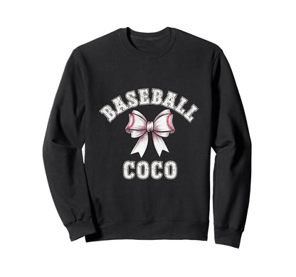 Coquette Baseball Coco Bow Game Day Sweatshirt - Fun Novelty Design Unisex - T-Shirt, Sweatshirt, Hoodie