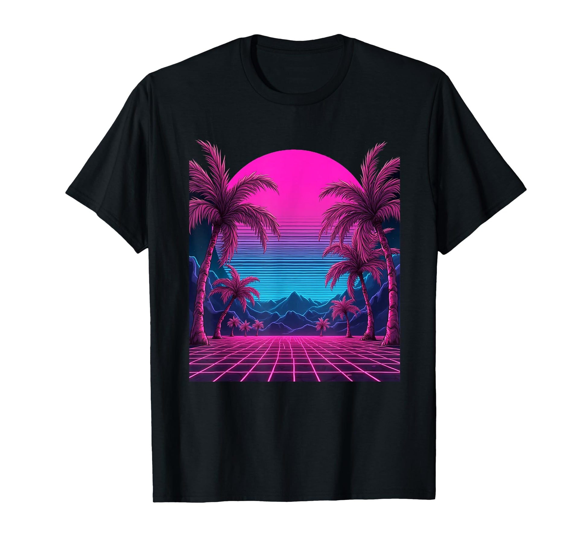 80S Vaporwave Aesthetic Palm Trees T-Shirt - Trendy Graphic Men Women - T-Shirt, Sweatshirt, Hoodie