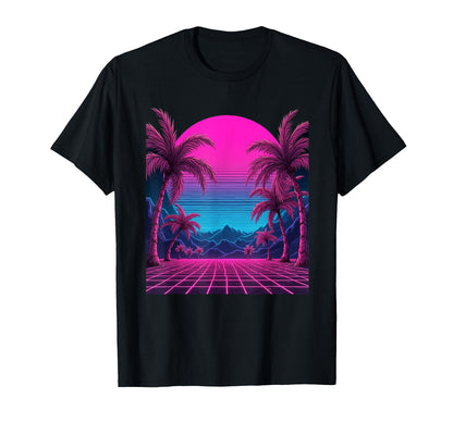 80S Vaporwave Aesthetic Palm Trees T-Shirt - Trendy Graphic Men Women - T-Shirt, Sweatshirt, Hoodie