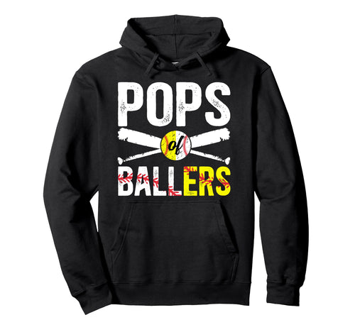 Pops Ballers Baseball Softball Pops Hoodie - Unique Graphic for Adults - T-Shirt, Sweatshirt, Hoodie