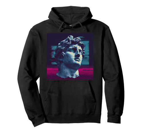 Vaporwave Glitch Art Ancient Statue Head Hoodie - Novelty Apparel Men Women - T-Shirt, Sweatshirt, Hoodie