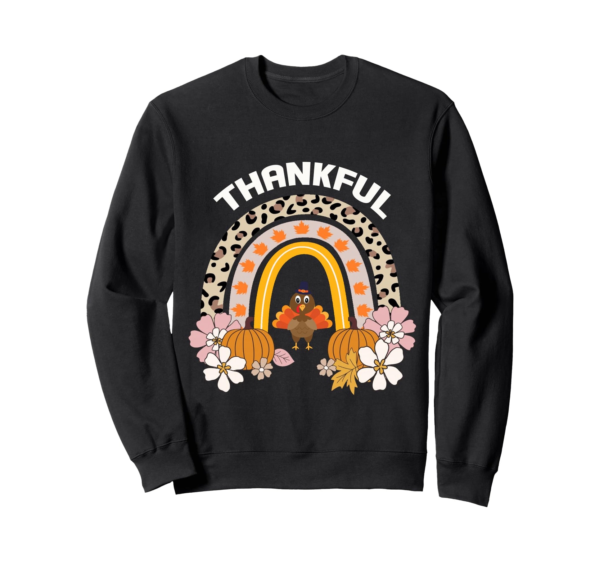 Groovy Thankful Rainbow Leopard Sweatshirt - Custom Art Print Unisex - T-Shirt, Sweatshirt, Hoodie