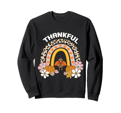 Groovy Thankful Rainbow Leopard Sweatshirt - Custom Art Print Unisex - T-Shirt, Sweatshirt, Hoodie