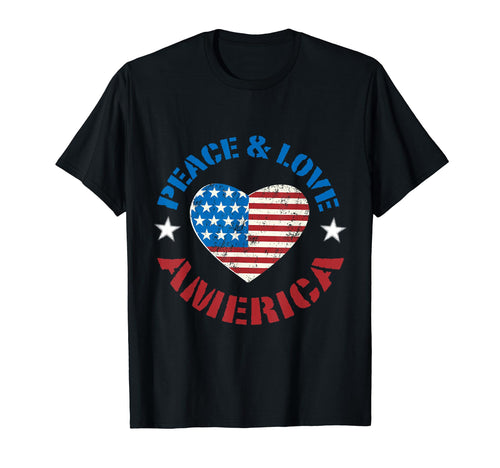 July 4Th Peace Love Heart T-Shirt - Novelty Apparel Unisex - T-Shirt, Sweatshirt, Hoodie
