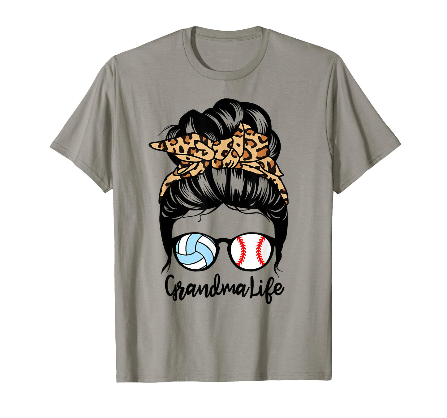 Grandma Life Messy Bun Hair Funny Baseball T-Shirt - Graphic Print Unisex - T-Shirt, Sweatshirt, Hoodie