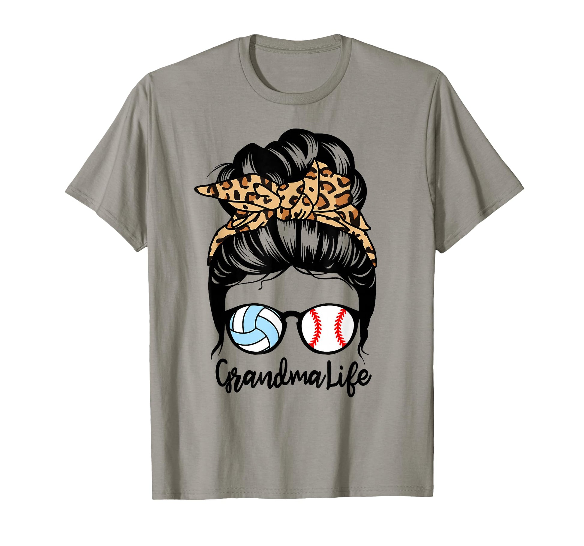 Grandma Life Messy Bun Hair Funny Baseball T-Shirt - Graphic Print Unisex - T-Shirt, Sweatshirt, Hoodie