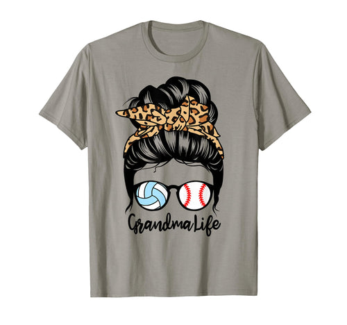 Grandma Life Messy Bun Hair Funny Baseball T-Shirt - Graphic Print Unisex - T-Shirt, Sweatshirt, Hoodie