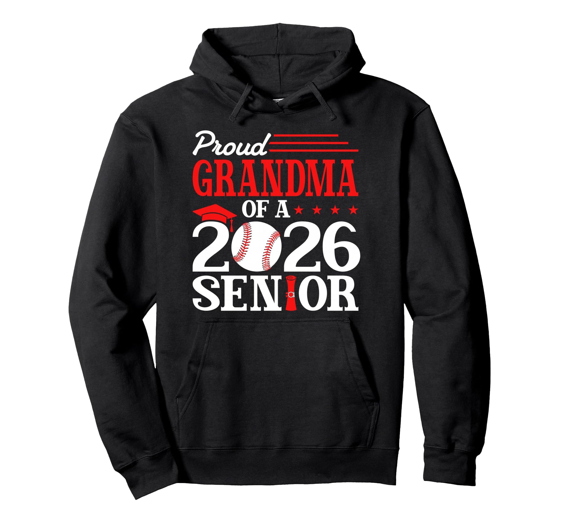 Proud Grandma 2026 Senior Baseball Hoodie - Unique Graphic for Adults - T-Shirt, Sweatshirt, Hoodie