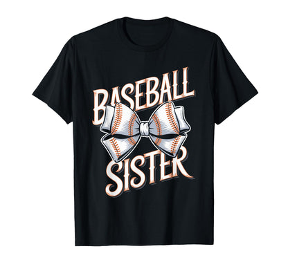 Baseball Sister Bow Sports T-Shirt - Minimalist Print Unisex - T-Shirt, Sweatshirt, Hoodie