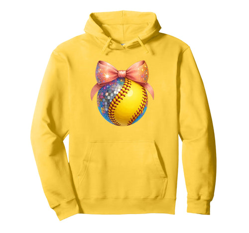 Softball Lover Softball Disco Coquette Hoodie - Graphic Print for Adults - T-Shirt, Sweatshirt, Hoodie
