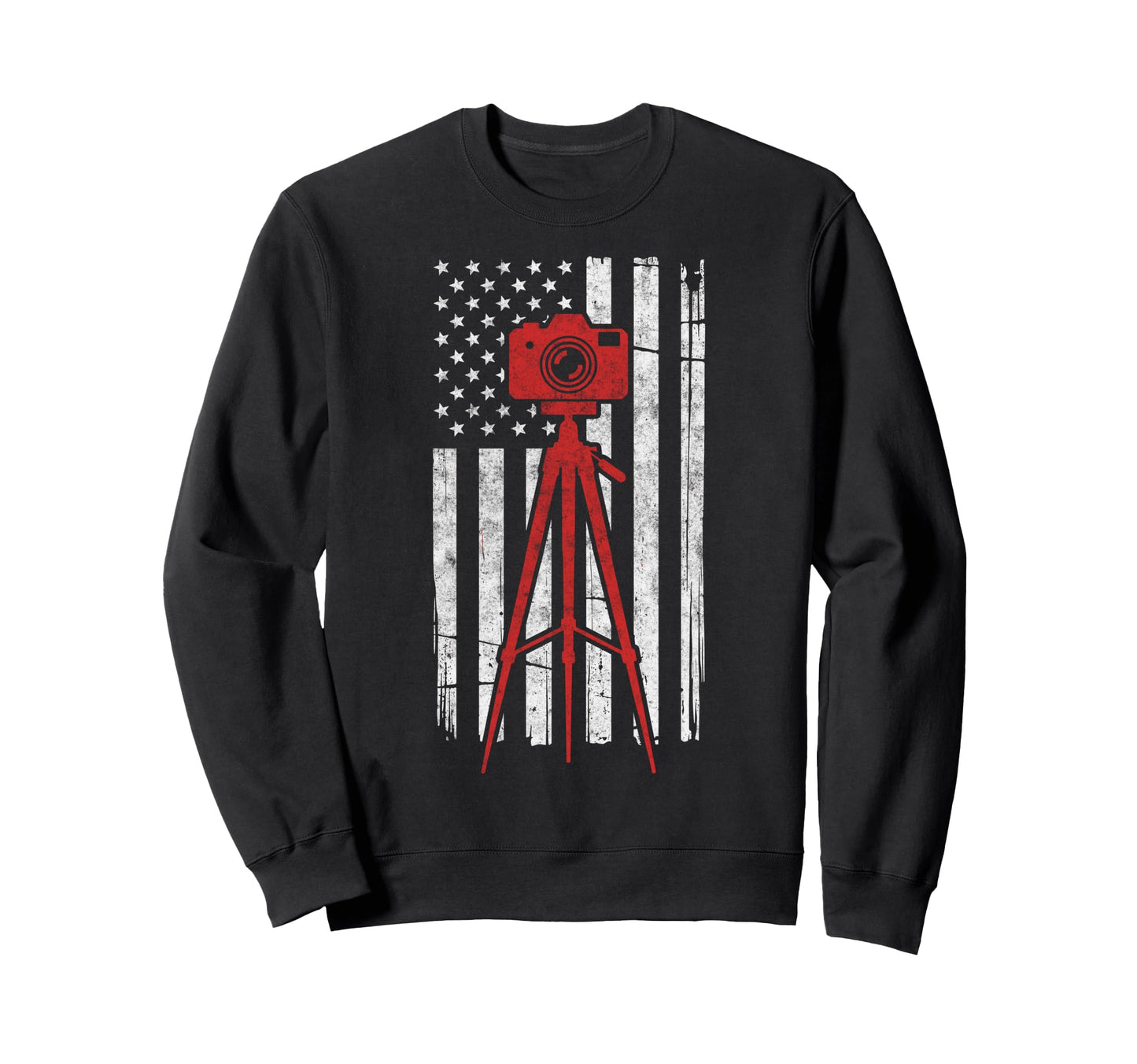 Us Flag Photo Camera Photographer Sweatshirt - Minimalist Print for Adults - T-Shirt, Sweatshirt, Hoodie