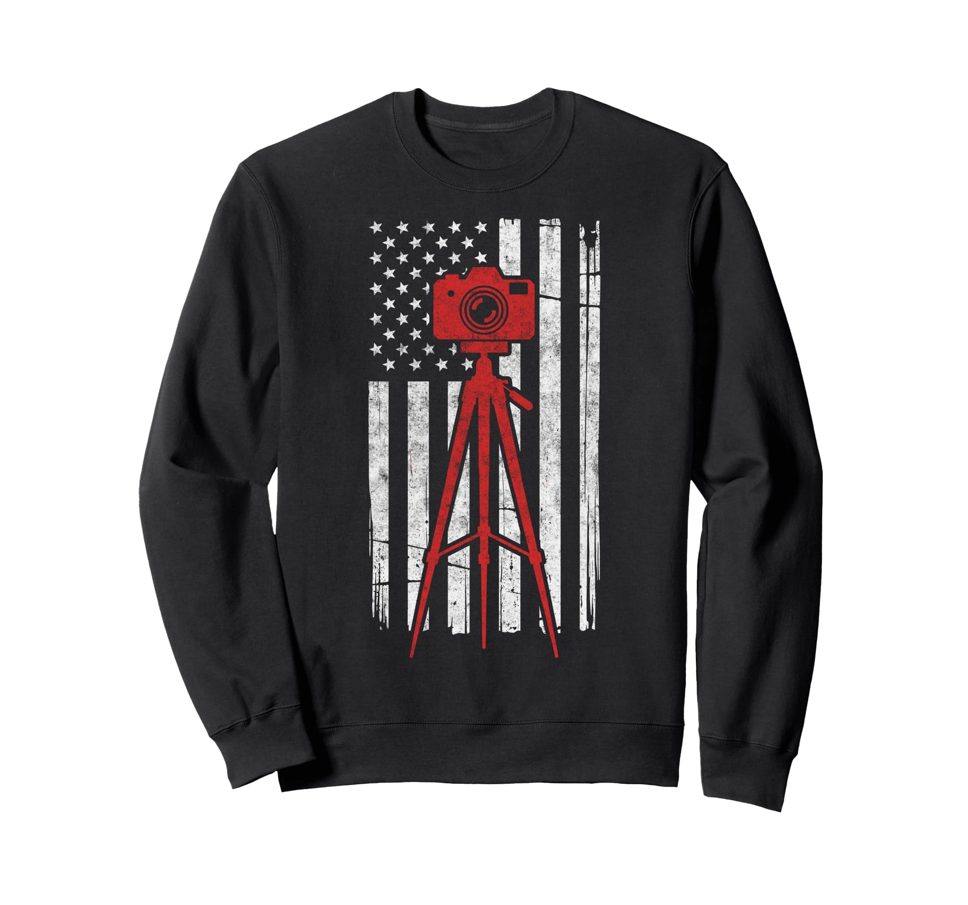 Us Flag Photo Camera Photographer Sweatshirt - Minimalist Print for Adults - T-Shirt, Sweatshirt, Hoodie