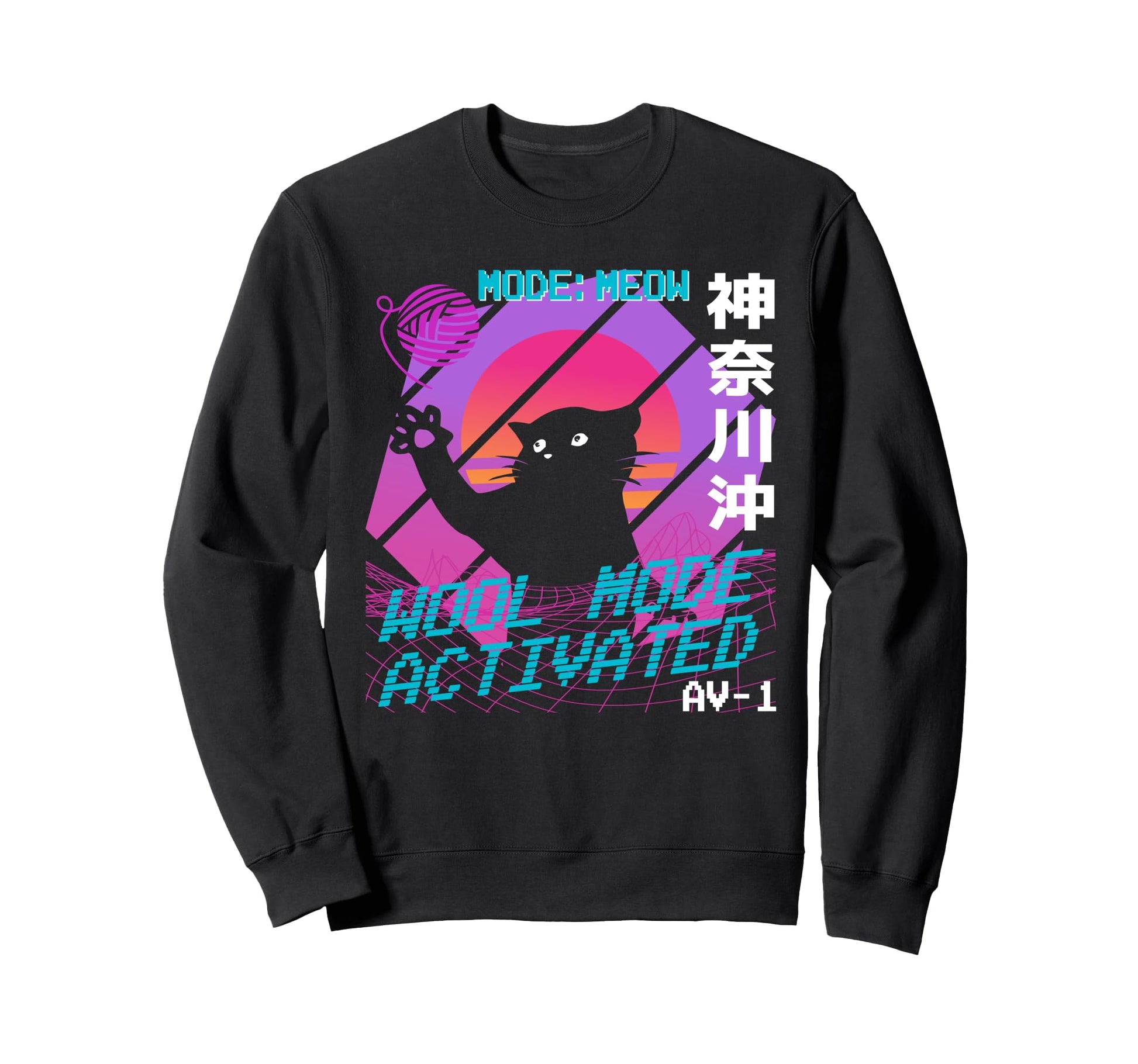 90S Pastel Cat Wool Mode Japanese Sweatshirt - Casual Everyday Wear Unisex - T-Shirt, Sweatshirt, Hoodie