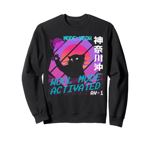 90S Pastel Cat Wool Mode Japanese Sweatshirt - Casual Everyday Wear Unisex - T-Shirt, Sweatshirt, Hoodie