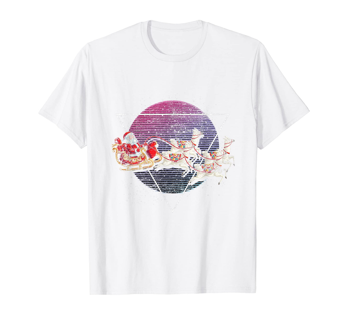 Vaporwave Aesthetic Sleigh Santa Claus T-Shirt - Trendy Graphic for Adults - T-Shirt, Sweatshirt, Hoodie