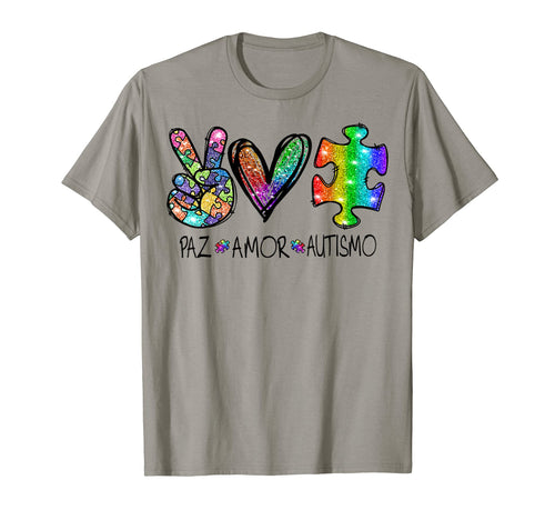 Autism Peace Love Rainbow Glitter T-Shirt - Aesthetic Graphic for Adults - T-Shirt, Sweatshirt, Hoodie