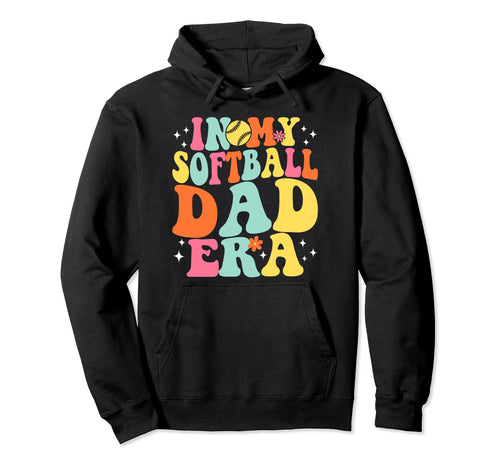 My Softball Dad Era Game Day Groovy Hoodie - Fun Novelty Design for Adults - T-Shirt, Sweatshirt, Hoodie