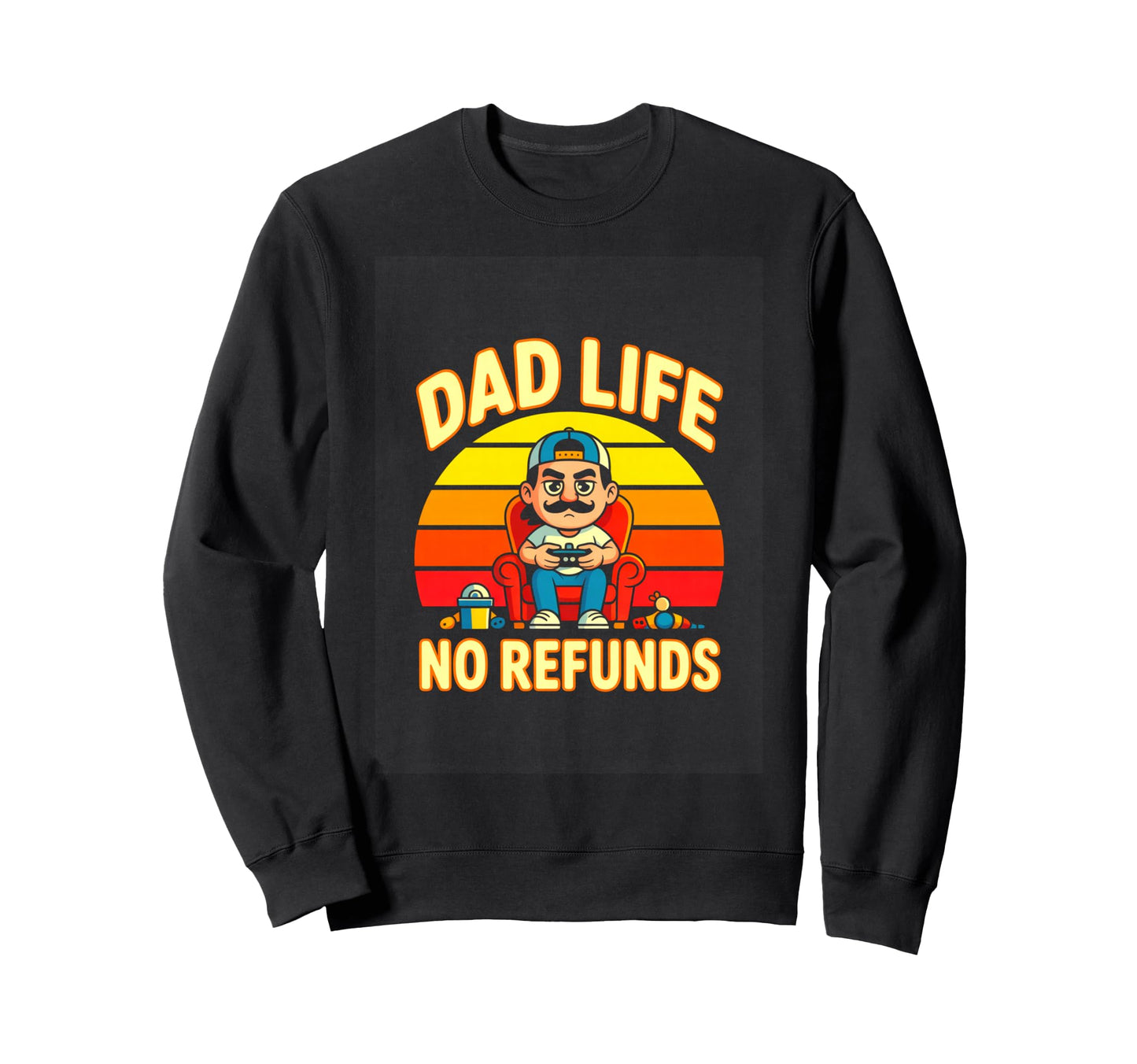 Dad Life No Refunds Funny Gamer Dad Sweatshirt - Trendy Graphic Unisex - T-Shirt, Sweatshirt, Hoodie