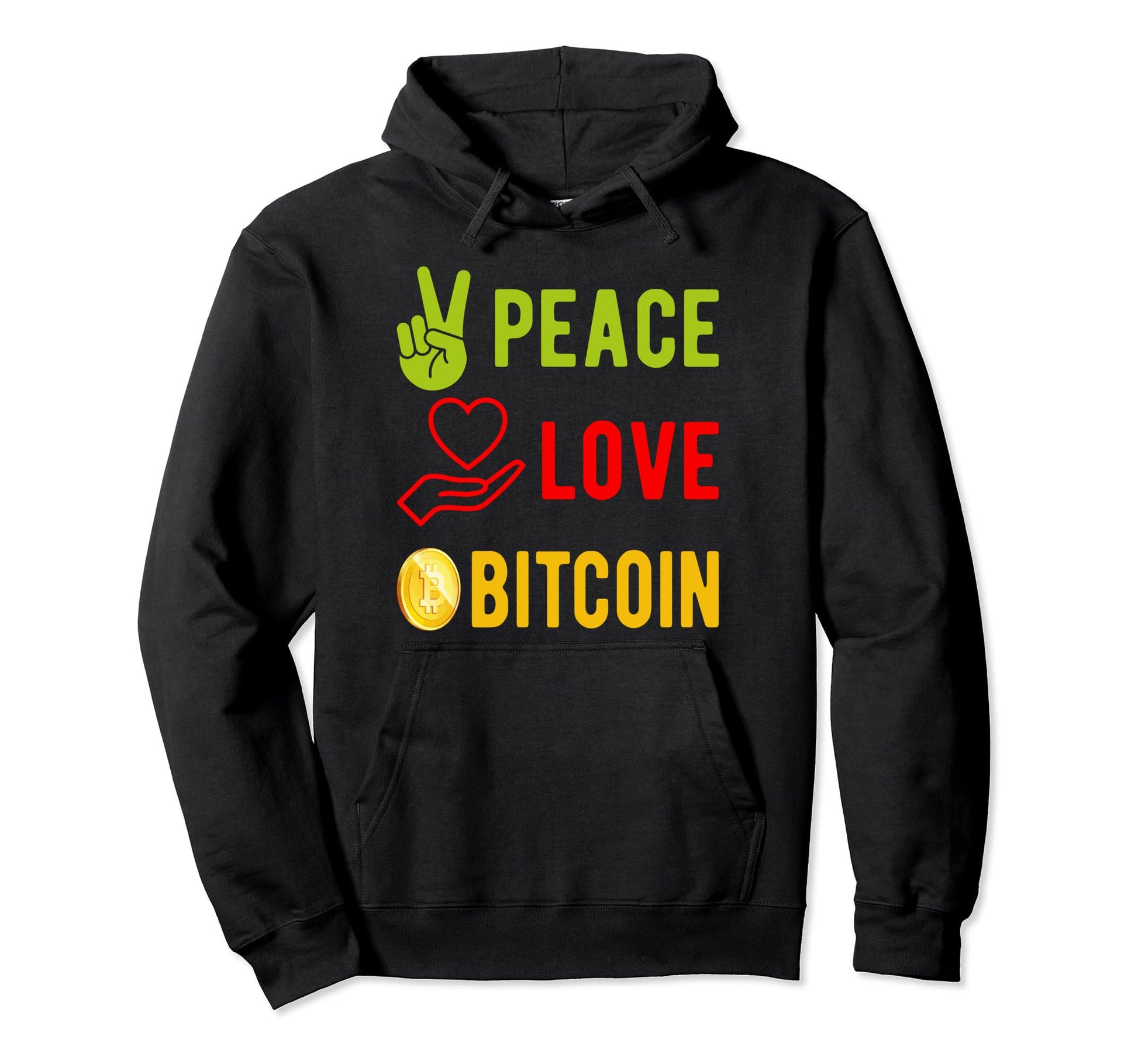 Peace Love Bitcoin Crypto Currency T-Shirt - Minimalist Print for Adults - T-Shirt, Sweatshirt, Hoodie
