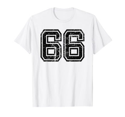 Number 66 Sports Jersey Varsity Lucky T-Shirt - Fun Novelty Design Unisex - T-Shirt, Sweatshirt, Hoodie